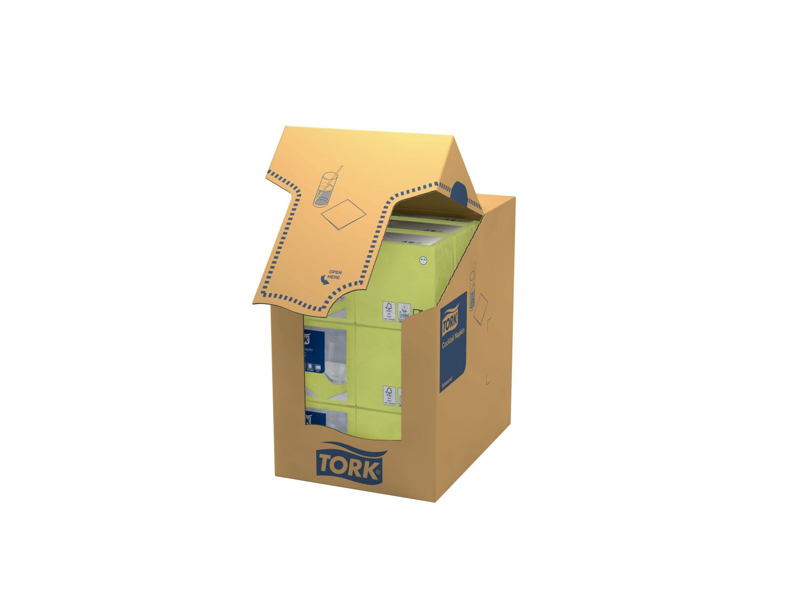 Serwetki Tork 24x24 477822 Limonkowa Karton 2400 serwetek (12 x 200) Składana 1/4